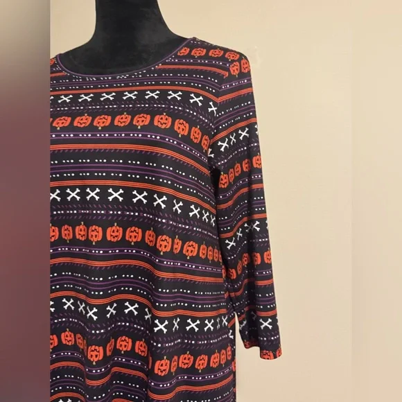EUC Dressworks Orange and Purple Halloween Graphic Dress size medium - Picture 3 of 9